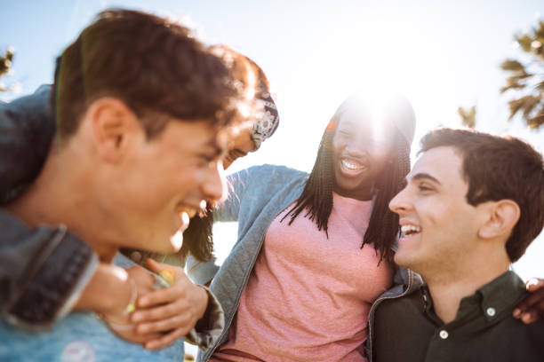 istock friends talking together in Venice - Los Angeles 1137128719