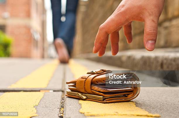 Woman Lost Pursewallet Walking Away Stock Photo - Download Image Now - Wallet, Lost, Stealing - Crime