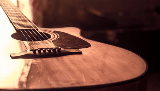 istock acoustic guitar close-up on a beautiful colored background 1137140728