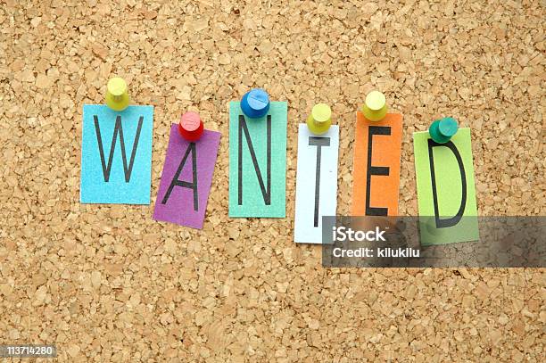 Wanted Stock Photo - Download Image Now - Alphabet, Bulletin Board, Color Image