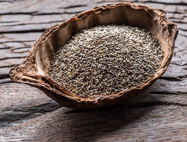istock Chia seeds in organic dish. 1137148883