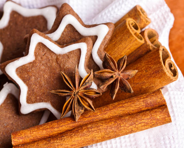 chocolate Christmas cookies in the shape of stars