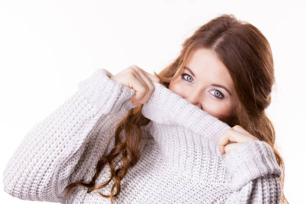 istock Woman feeling comfortable wearing soft sweater 1137162987