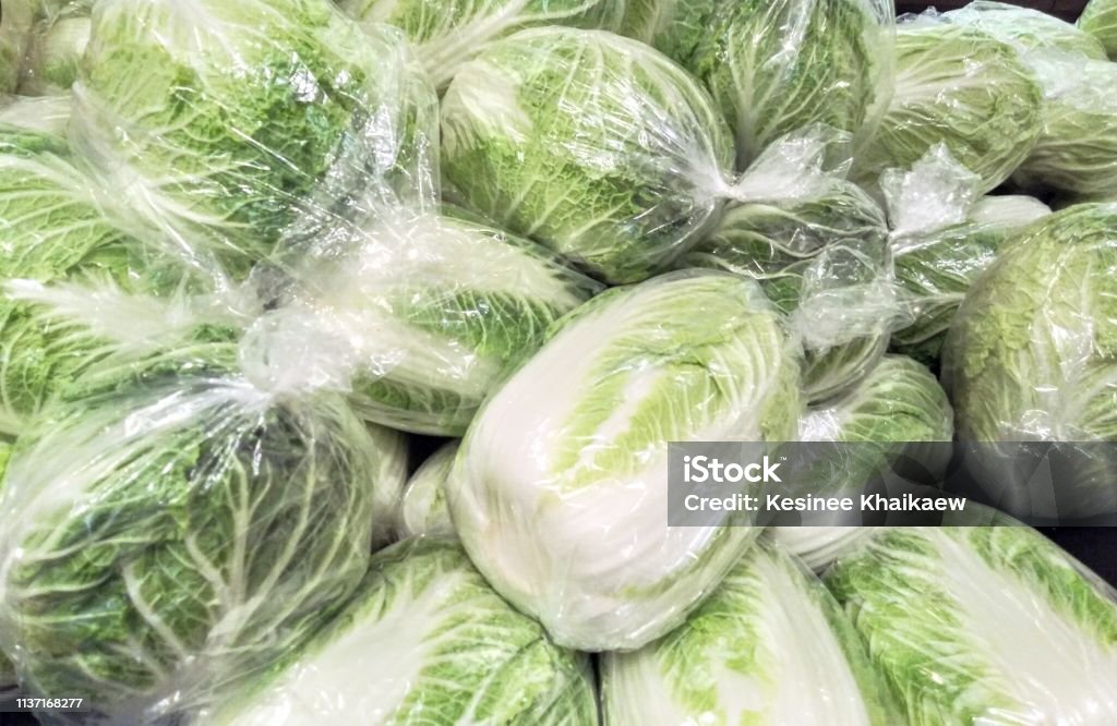 Napa cabbage - vegetable  - @ retail store Cabbage Stock Photo