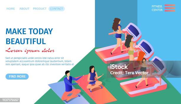 Make Today Beautiful Horizontal Banner Fitness Stock Illustration - Download Image Now - Active Lifestyle, Activity, Adult