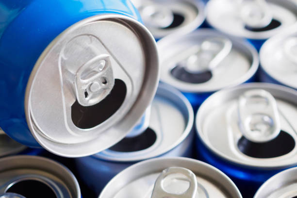 istock Empty aluminium drink cans recycling background concept 1137176997