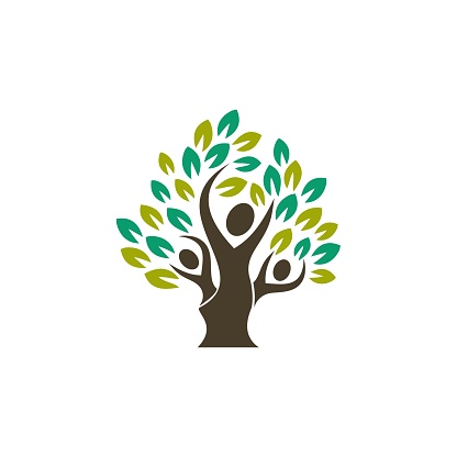 family tree parenting logo icon symbol vector design illustration