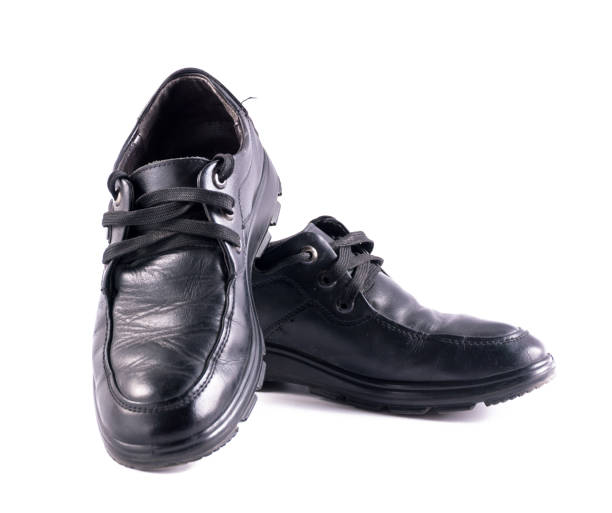 istock old leather shoes for winter on a white 1137180517