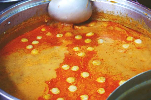 istock (Nam ya pha) Red curry with fish balls ,spicy curry. Thai food. 1137191323