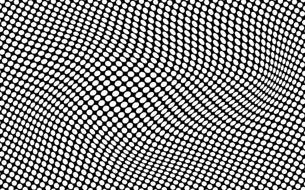 Vector illustration of Abstract Dotted Background Wave Pattern In Black And White Color