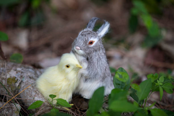 istock Holiday toys bunny and chick 1137205122