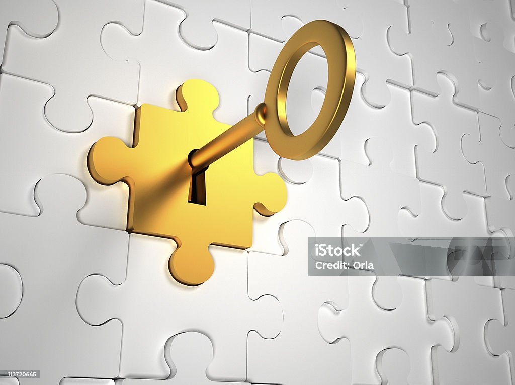 Puzzle Tür - Lizenzfrei Schlüssel Stock-Foto