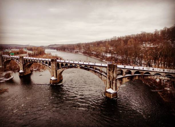 istock Winter Delaware River Viaduct by Drone 1137223055