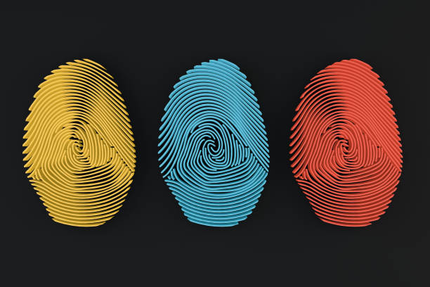 3d 指紋迷路 - fingerprint security system technology forensic science ストックフォトと画像