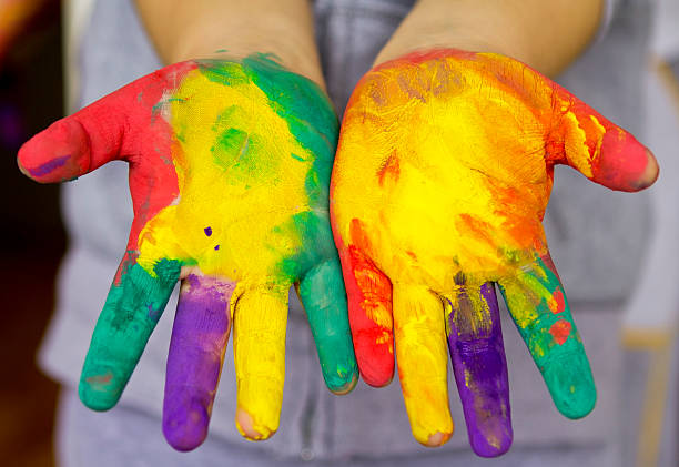 hands painted stock photo