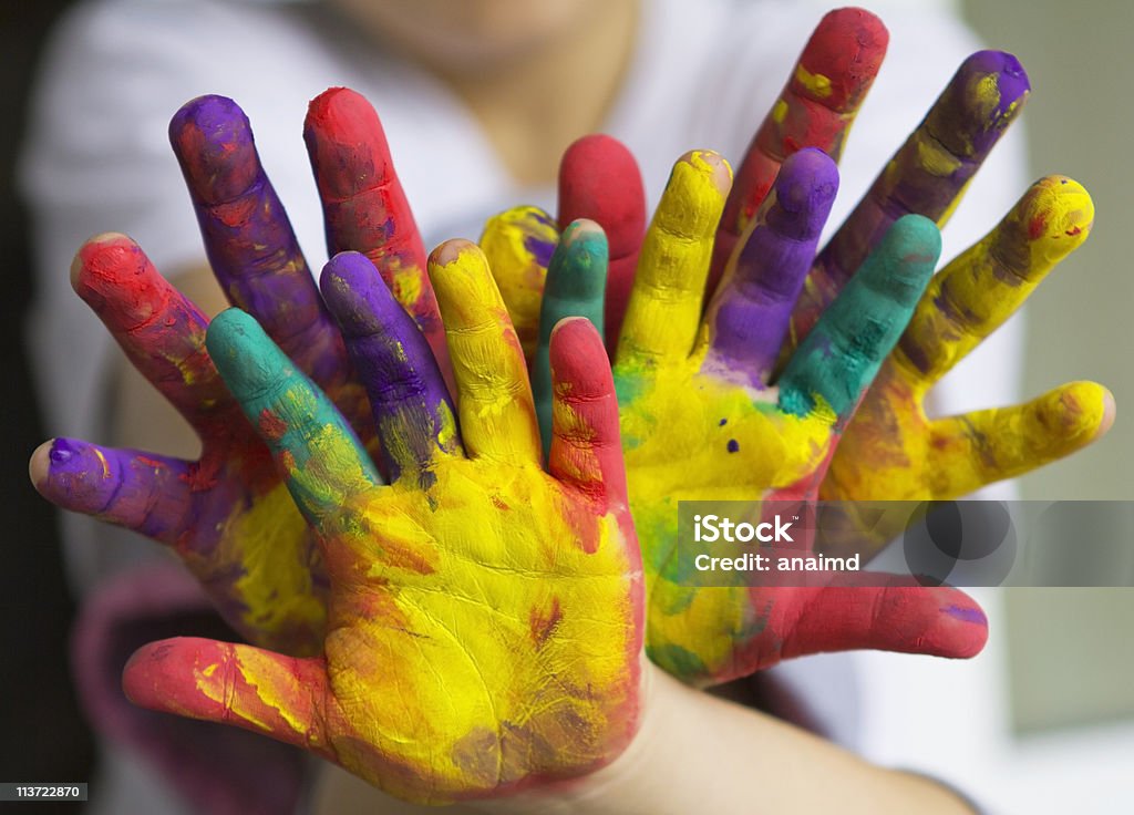 hands painted Child Stock Photo