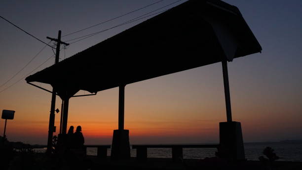 Sunset at Shimonada Station, Ehime, Japan