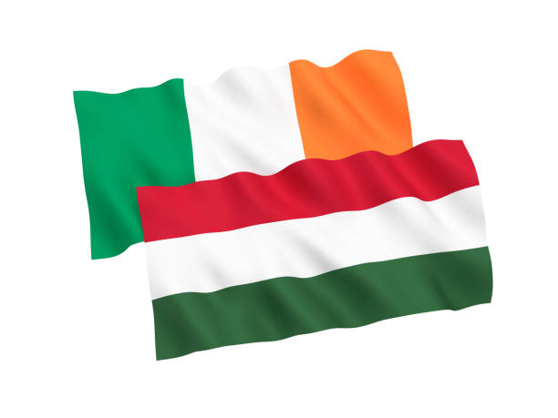 istock Flags of Hungary and Ireland on a white background 1137231203