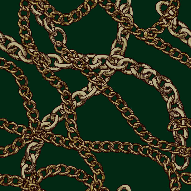 80er 90er jahre retro baroque gold chain pattern - necklace chain gold jewelry stock-grafiken, -clipart, -cartoons und -symbole