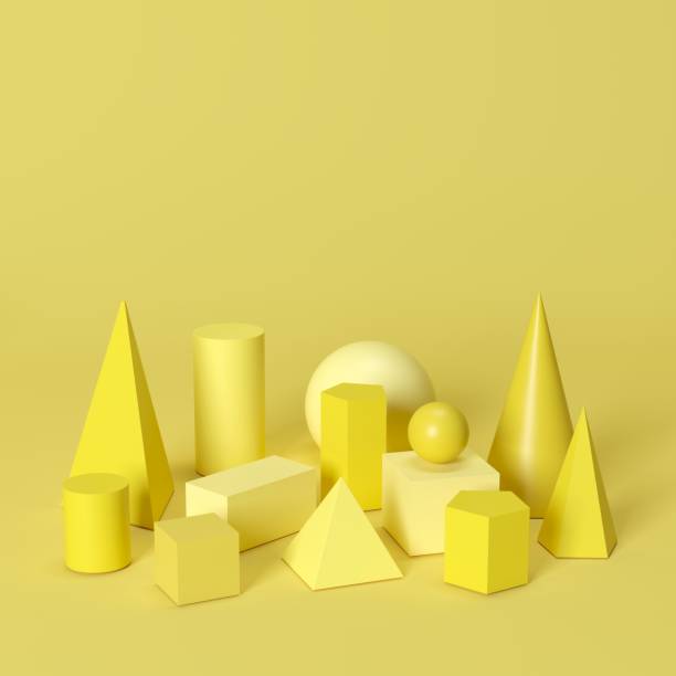 istock yellow monotone geometric shapes set on yellow background. minimal concept idea 1137232481
