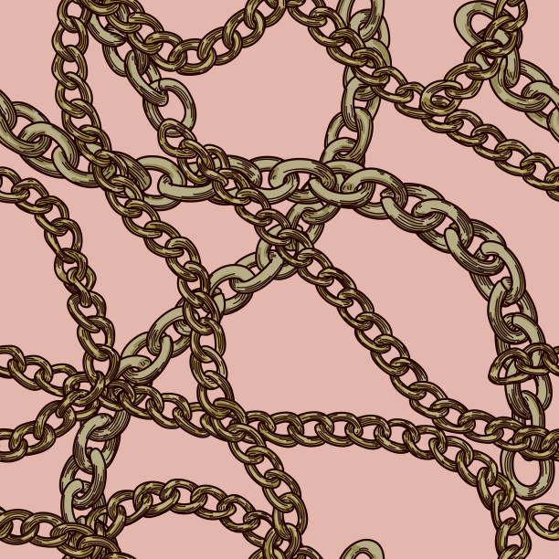 80年代の90年代のレトロなバロックゴールドチェーンパターン - baroque style wallpaper pink retro revival点のイラスト素材／クリップアート素材／マンガ素材／アイコン素材