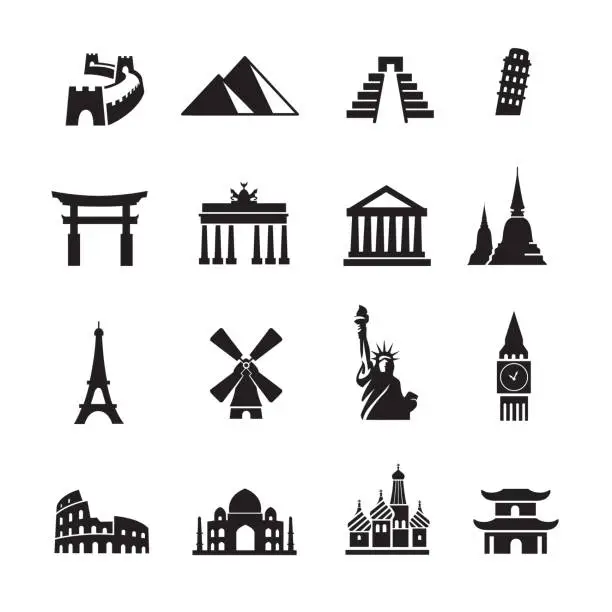 Vector illustration of Landmark Travel Icons