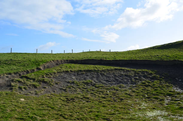 stunning fields visible from the cliffs of moher - republic of ireland cliffs of moher cliff galway imagens e fotografias de stock