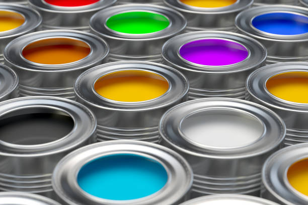istock Tin cans with paint concept. 3d Illustration 1137240811