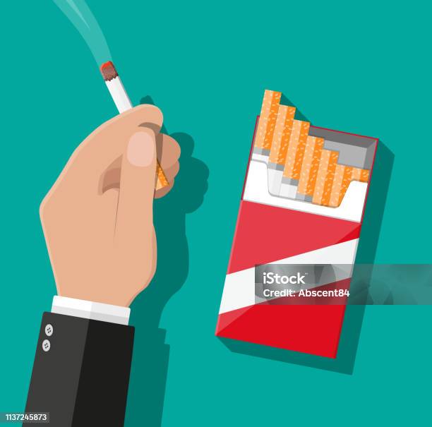 Emoticons Rokok Tangan Dengan Rokok Rokok Ilustrasi Stok - Unduh Gambar Sekarang - Abu ...