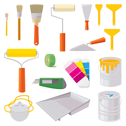 House Painting Icons.  Vector illustration.
