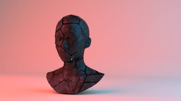 istock Eroded head made of black stone 1137257682