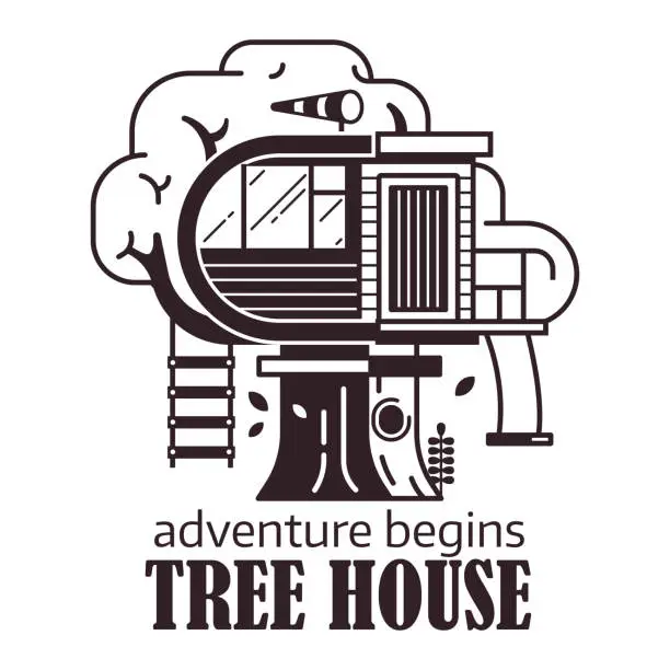 Vector illustration of Secret Tree House Emblem