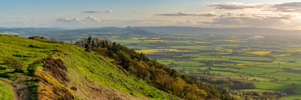 The Wrekin, Shropshire, England, UK View from the Wrekin, near Telford, Shropshire, England, UK - looking south towards Eyton ironbridge shropshire stock pictures, royalty-free photos & images