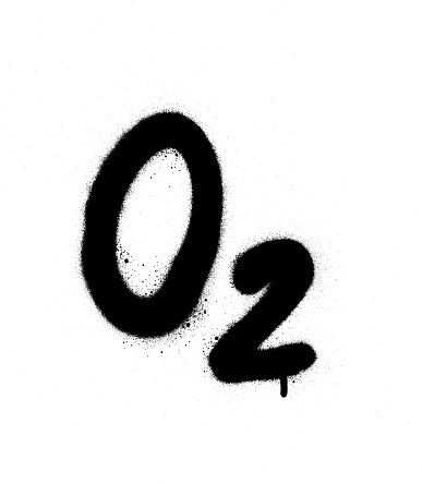 O2 Written Black Graffiti O2 Oxygen Formula Sprayed In Black Over White Stock ...