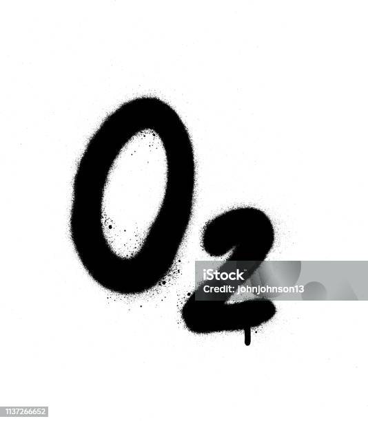 O2 Written Black Graffiti O2 Oxygen Formula Sprayed In Black Over White Stock ...