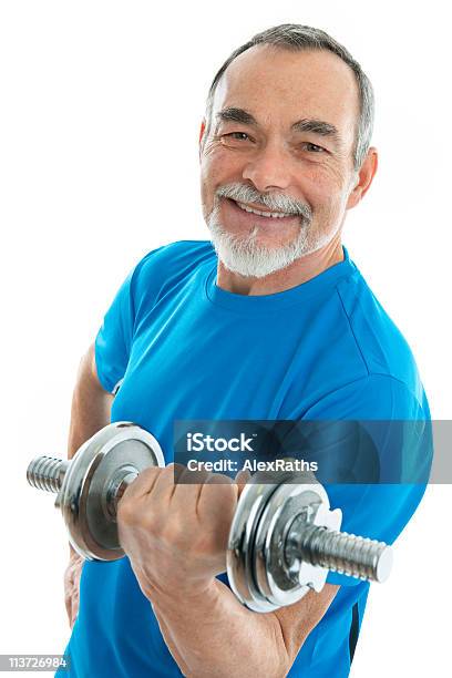 Senior With Dumbbells Stock Photo - Download Image Now - Senior Adult, Senior Men, Weight Training