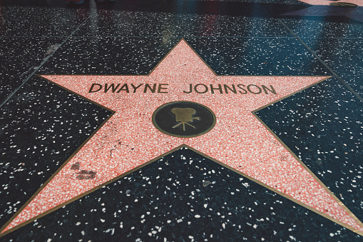 Los Angeles, California - 5 October, 2018: Dwayne Johnson star on Hollywood walk of fame