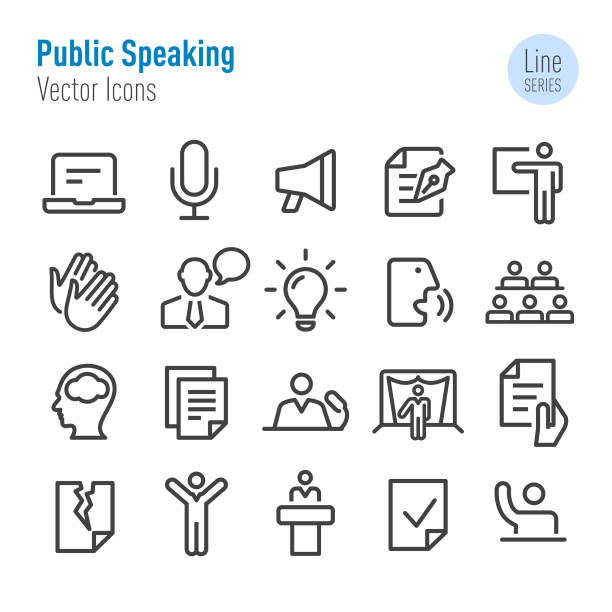 Public Speaking Icons - Vector Line Series Public Speaking, speech, clergy stock illustrations