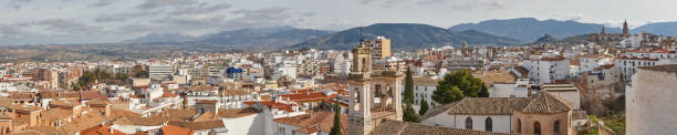 Panoramic view of traditional spanish town of Jaen. Spain Panoramic view of traditional spanish andalusian town of Jaen. Spain jaen stock pictures, royalty-free photos & images