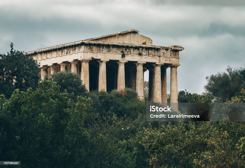 Ruines du temple de Hephaestus-Agora antique-Athènes-Grèce - Photo de Athènes libre de droits