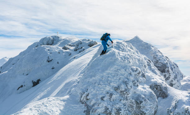 istock Entrance to the snow-ice ridge. 1137285084