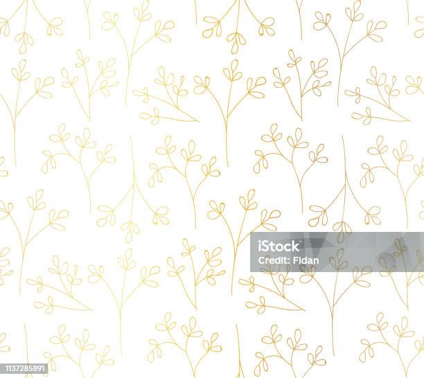 Spring Gold Texture Golden Texture Seamless Vector Summer Spring Gold Branches Pattern ...