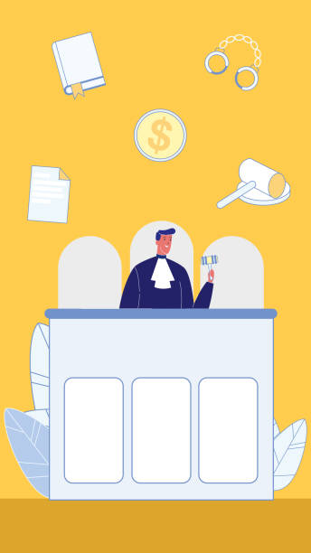 symbole prawa i porządku płaskie wektor ilustracja - judge gavel law justice stock illustrations