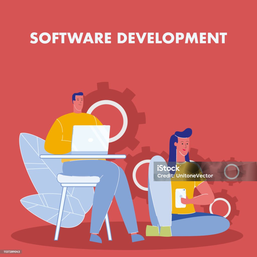 ソフトウェア開発テキスト付きフラットベクターポスター アプリケーションプログラミングインタフェースのベクターアート素材や画像を多数ご用意