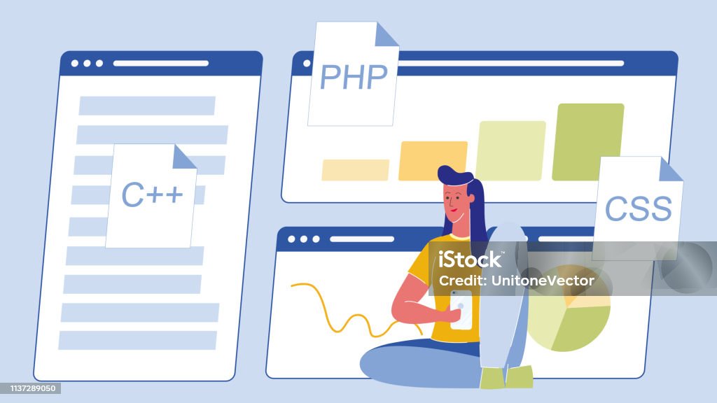 Programming Coding Cartoon Vector Illustration Stock Illustration ...