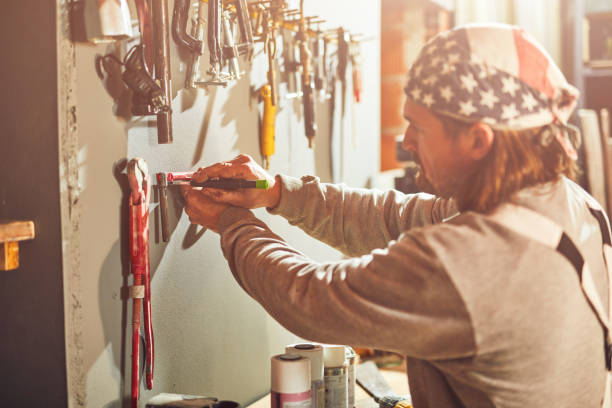 istock Rebuilding a garage in  a retro vintage style. 1137291430