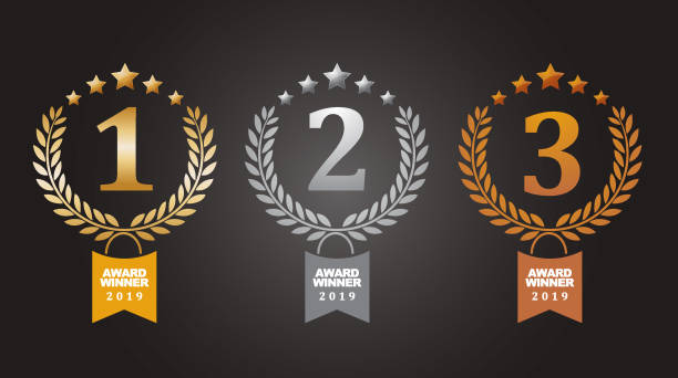Gold, silver and bronze winner award medals Vector of gold, silver and bronze winner award medals with ribbon. EPS Ai 10 file format. award certificate stock illustrations