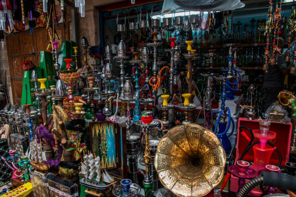 istock nargilas and horn gramophone in antique shop 1137298464