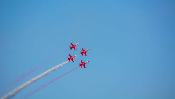 istock Aerobatic team at airshow. Aerobatic team performs flight at air show 1137301095