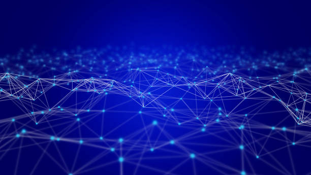 istock Digital data and network connection triangle lines and spheres in futuristic computer technology concept on Black, 3d abstract illustration background 1137302409